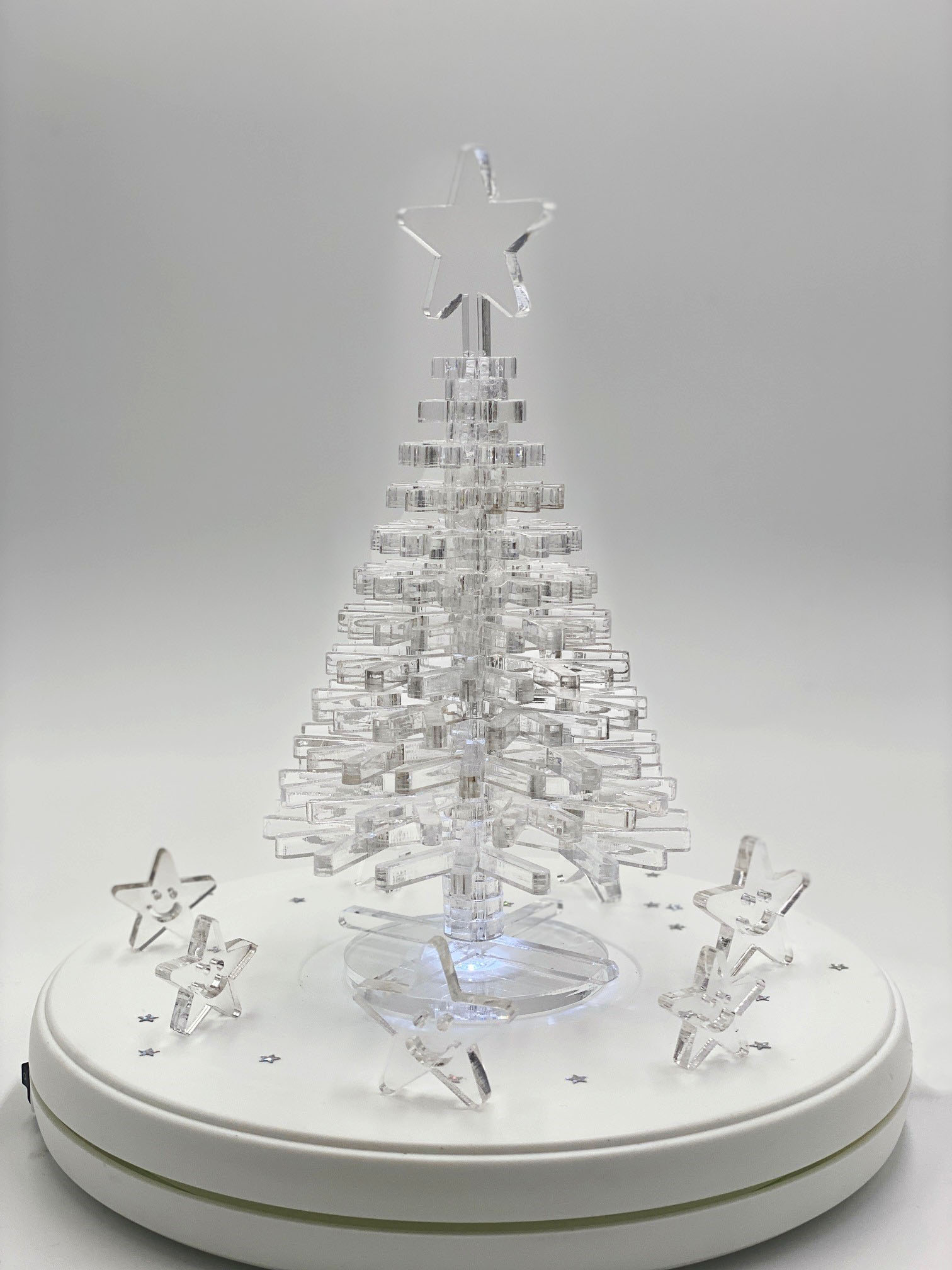 Décoration de NOËL Sapin en Plexy Transparent ou Blanc - Laserdab.be